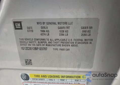 2011 Chevrolet Malibu 1Lt from USA, damaged, VIN 1G1ZC5E12BF123787